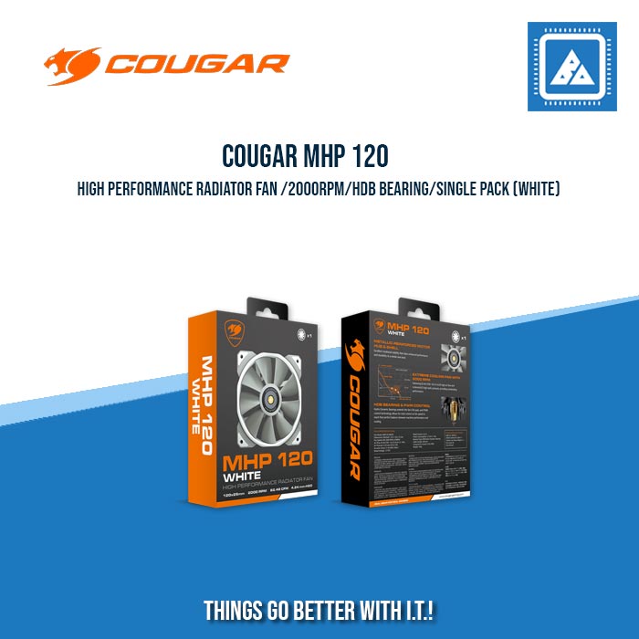 COUGAR MHP 120 HIGH PERFORMANCE RADIATOR FAN /2000RPM/HDB BEARING/SINGLE PACK (BLACK/WHITE) COUGAR MHP 120 HIGH PERFORMANCE RADIATOR FAN /2000RPM/HDB BEARING/SINGLE PACK (BLACK/WHITE)